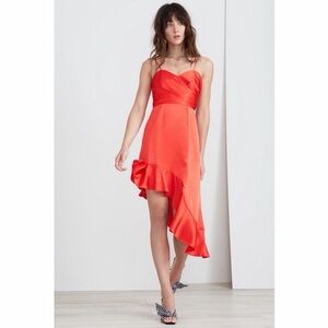 Finders Keepers Vibrant Orange Asymmetrical Dress